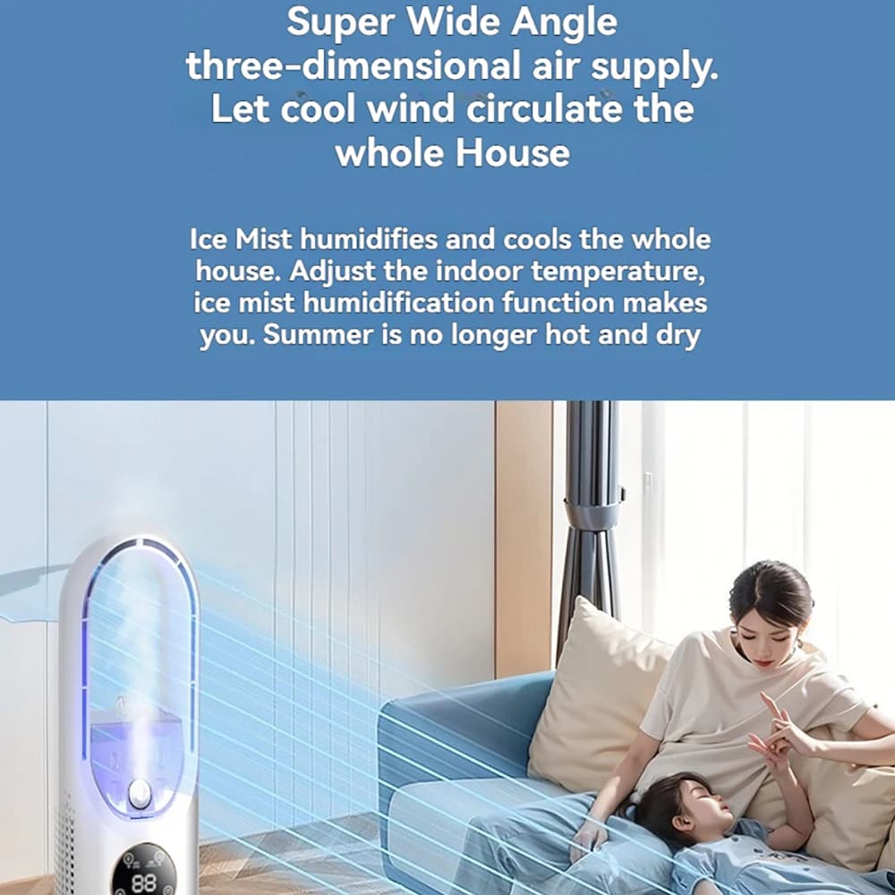 Mini Air Cooler USB Fan Humidification Cooling 6 Speed LED Light Silent Wind — image 5