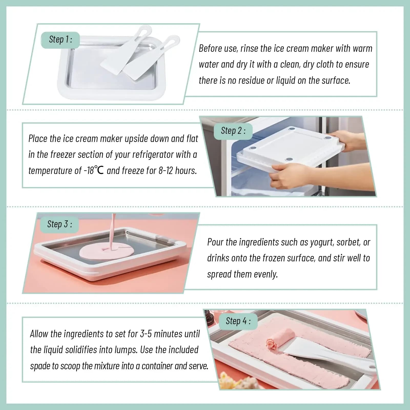 Rolled Ice Cream Maker Pan DIY Frozen Yogurt Stir Fry Ice Tray Cold Sweet UK — image 5
