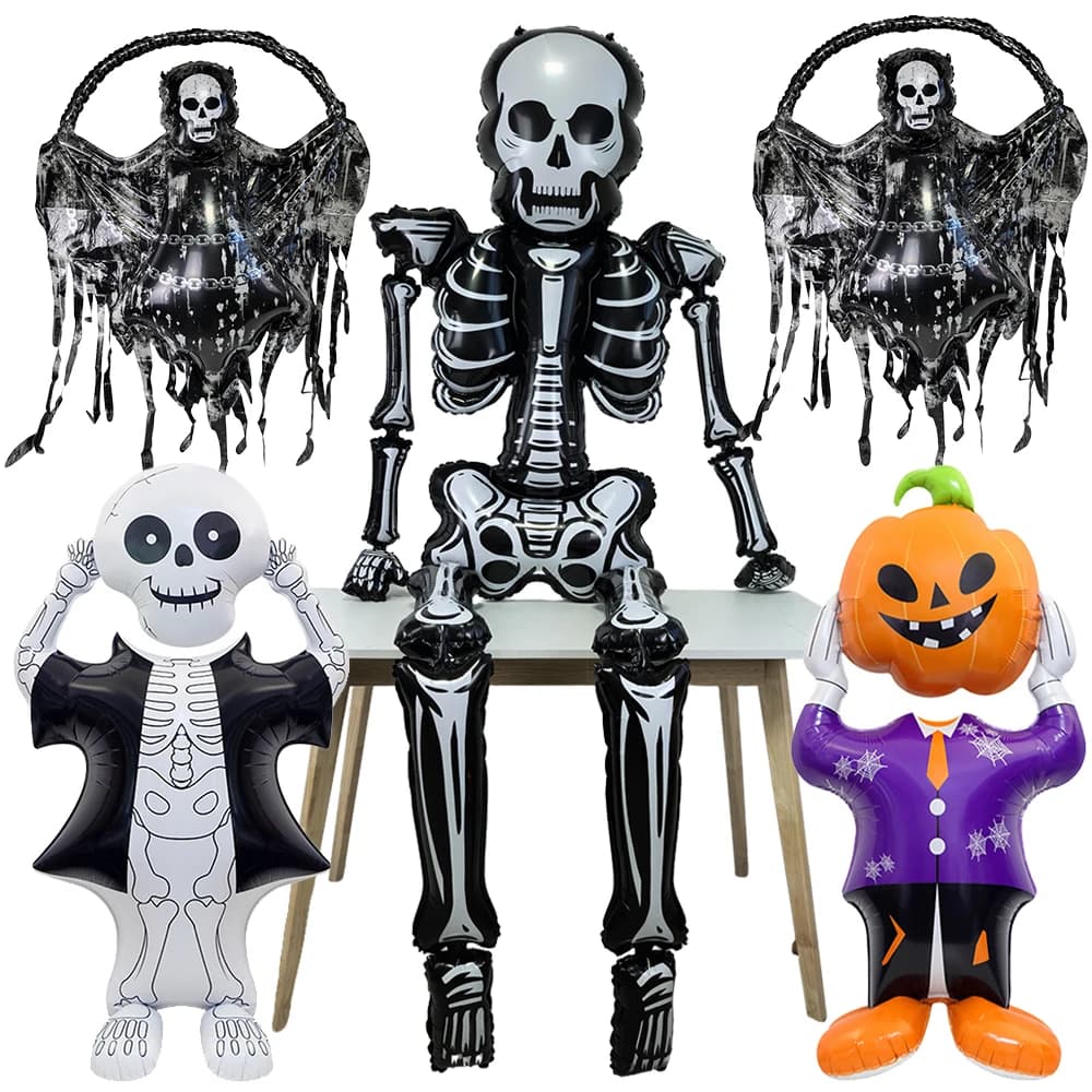 Halloween Foil Balloons Skeleton Pumpkin Ghost Skull Large Party Decorations UK