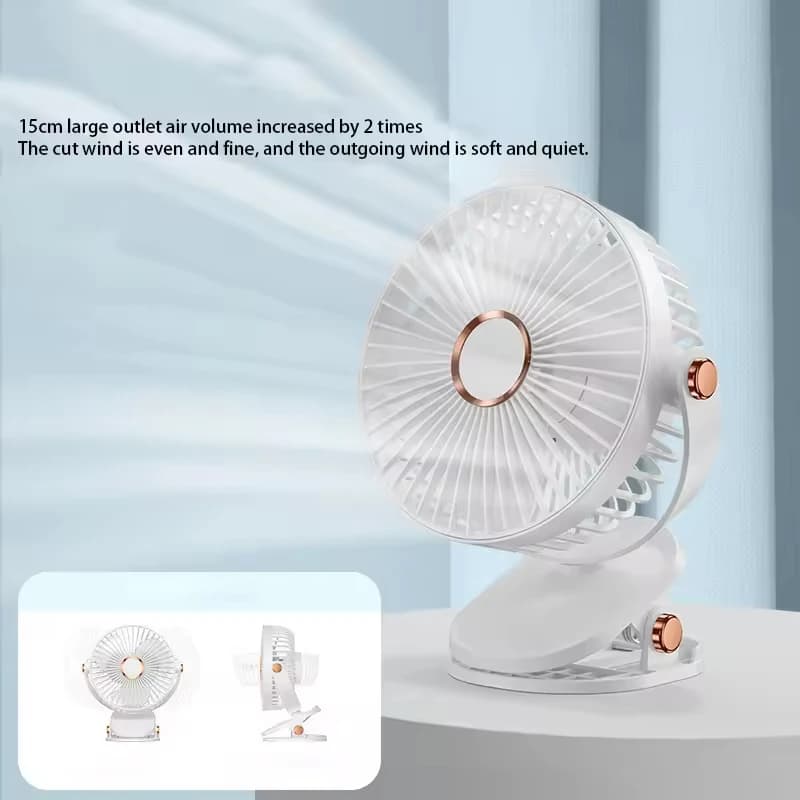 Rechargeable Clip-On Fan 8000mAh 5 Speed LED Light Portable Quiet Desktop UK — image 5