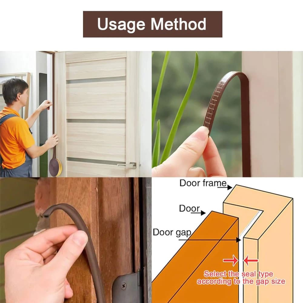 10m Self-Adhesive Door Window Seal Strip Acoustic Foam Weatherstrip — image 6