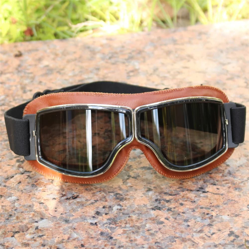 Vintage Motorcycle Goggles Leather Cruiser Folding Glasses Motocross Best Newest — image 10
