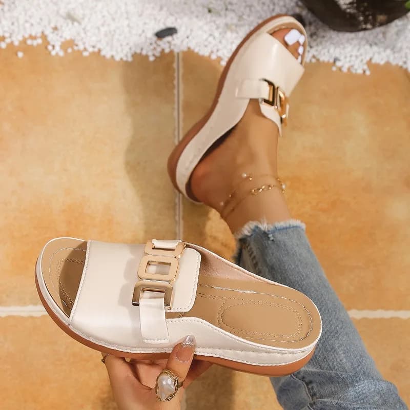 Women's Platform Slippers Metallic Open Heel Sandals Summer Beach — image 19