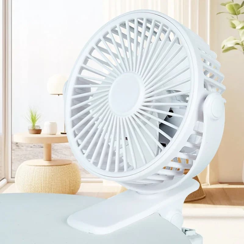 USB Rechargeable Clip-On Table Fan Portable Mini Desk Fan with Night Light — image 4
