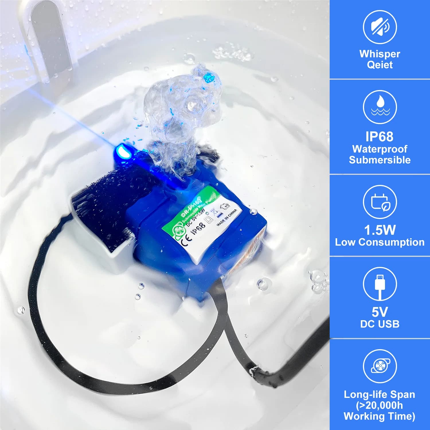 Cat Water Dispenser Pump USB Replacement Submersible Motor New Pet Stainless Pet — image 2