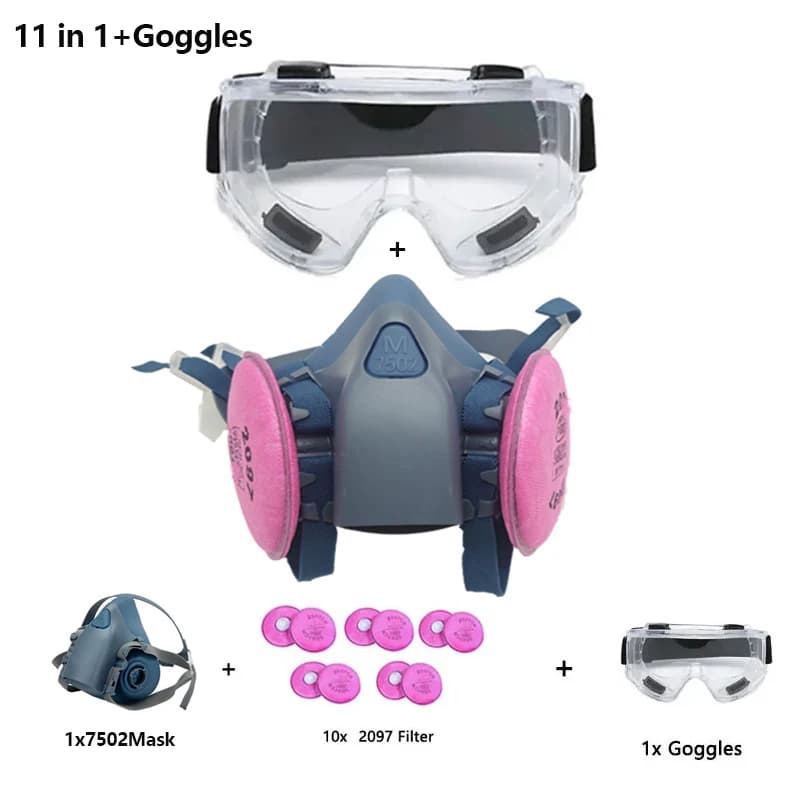 Gas Mask Respirator 7502 Silicone Filter Goggles Set Dust Paint New With 2097 UK — image 8