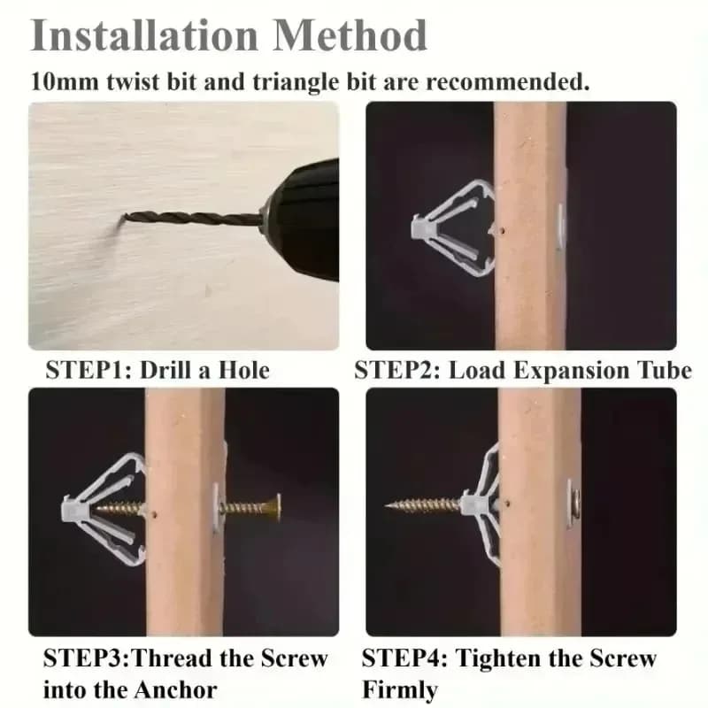 200 Pcs Drywall Anchors Expansion Plugs Self-Drilling Gypsum Board Wall Fixing UK — image 5