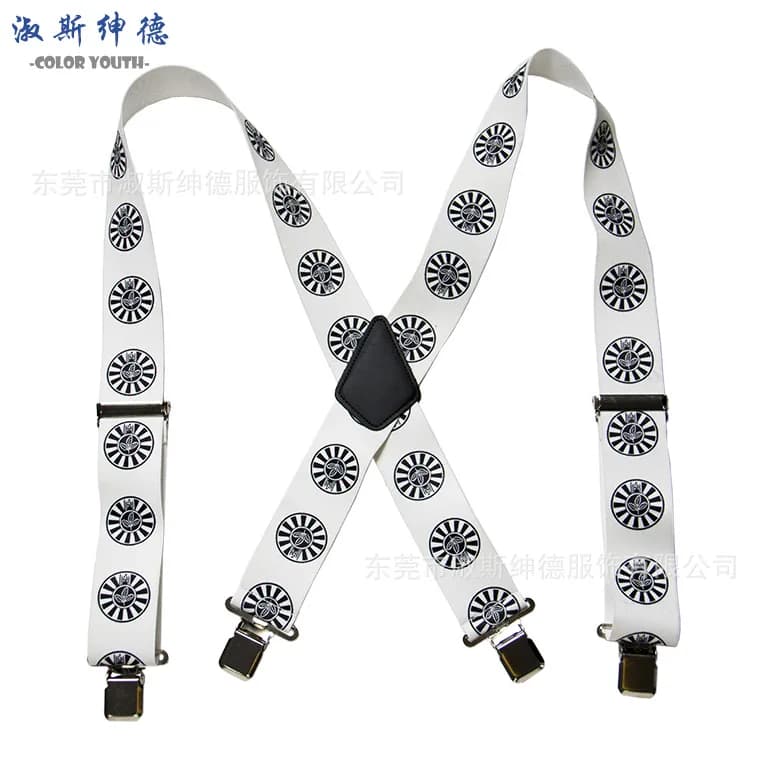 Men's Suspenders Braces 50mm Wide Elastic X-Shaped Four Clip Black — image 14