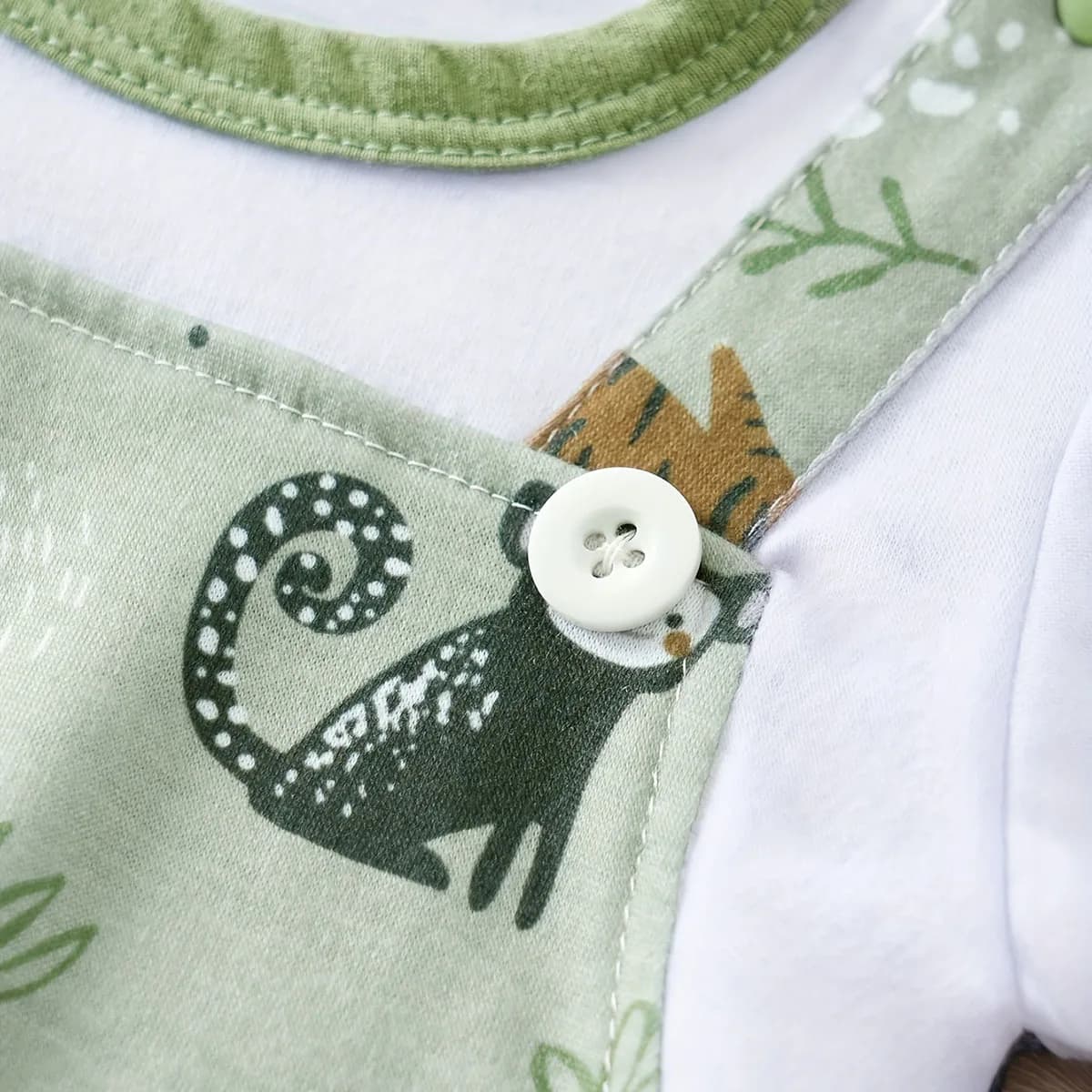 Infant Zoo Animal Print Romper Baby Boy Newborn Bodysuit Short Sleeve UK — image 4