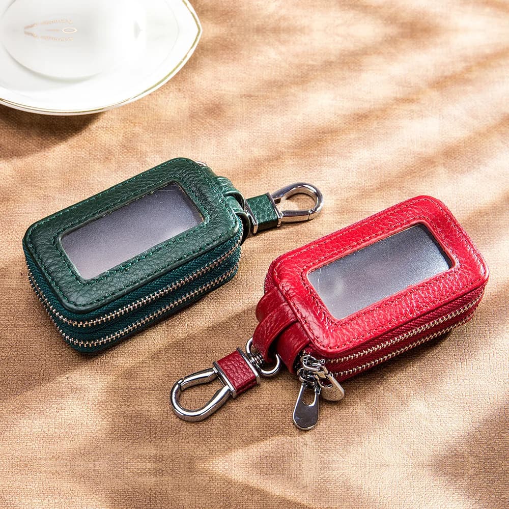 Genuine Leather Car Key Wallet Zipper Key Organiser Case Unisex — image 3
