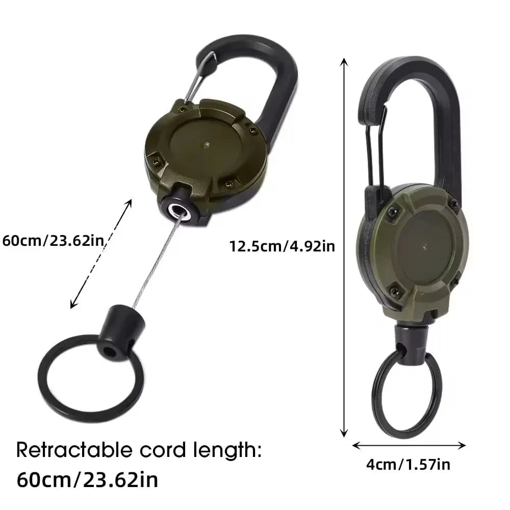 Retractable Heavy Duty Carabiner Steel Wire Rope Key Ring Pull Reel Keychain — image 6