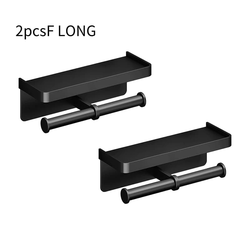 Wall Mounted Toilet Paper Holder Aluminium Alloy Bathroom Roll Shelf with Phone Shelf — image 11