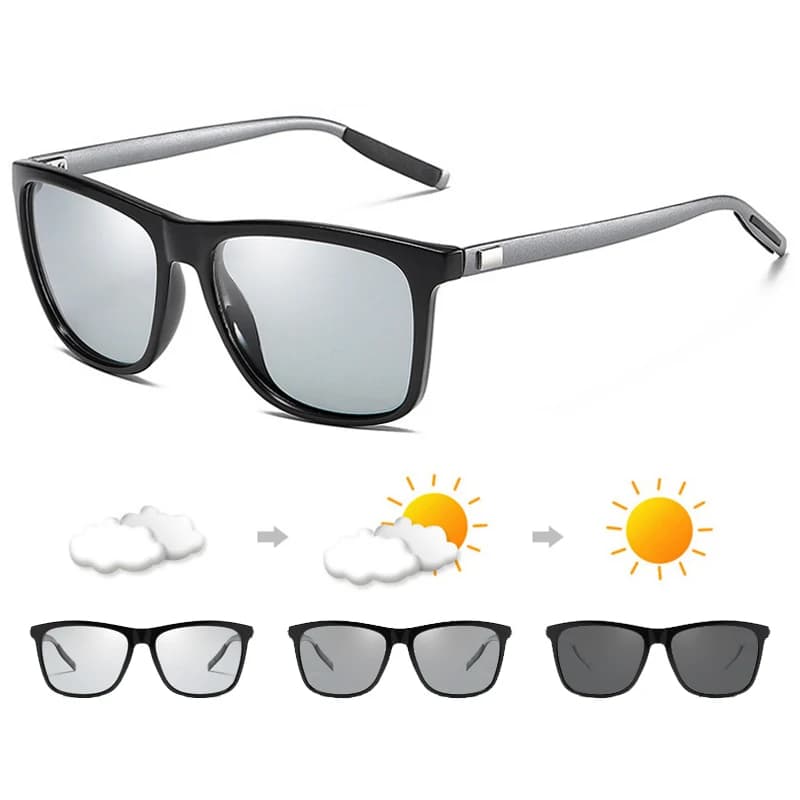 Photochromic Transition Glasses for Men & Women, Black Square Frame Sunglasses — image 7