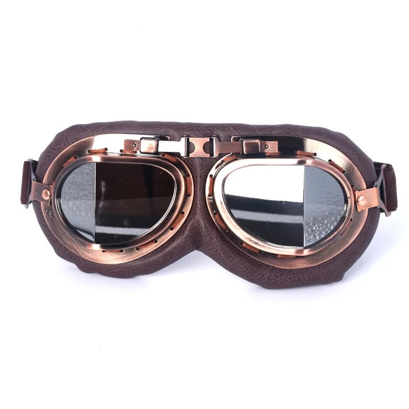 Vintage Leather Motorcycle Goggles Retro Pilot Dirt Bike Goggles for Jet Helmet — image 10