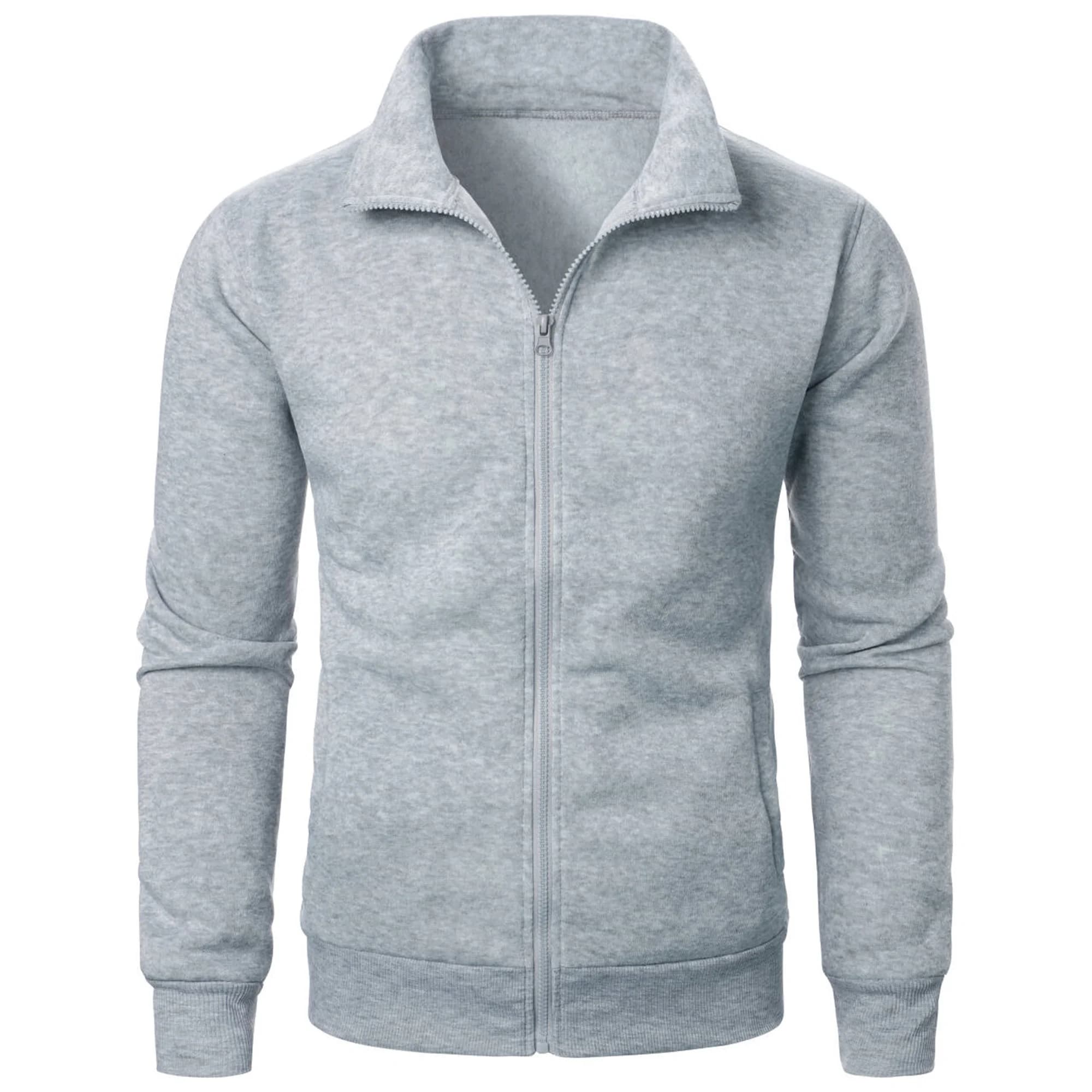 Men's Casual Sports Jacket Zip Stand Collar Solid Colour Lightweight Top — image 9
