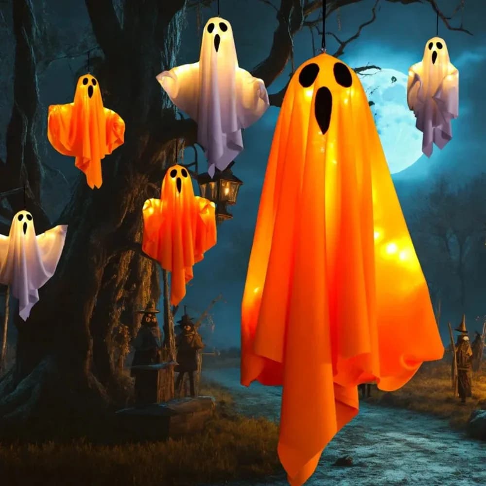 LED Glow Ghost Halloween Decoration Hanging Indoor Outdoor Party Decor — image 4