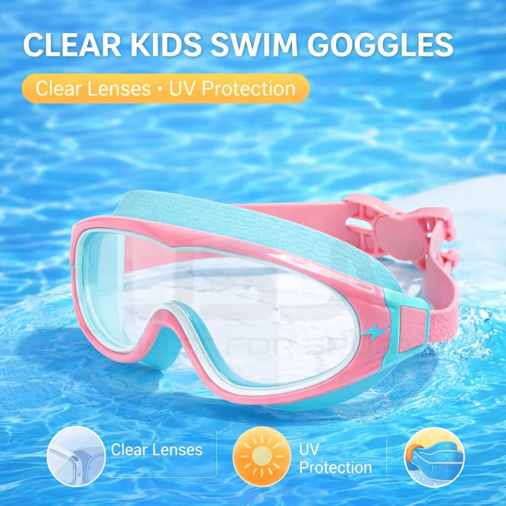 Kids Swimming Goggles Anti-Fog Wide View Big Frame for Boys Girls Ages 3-15 — image 10