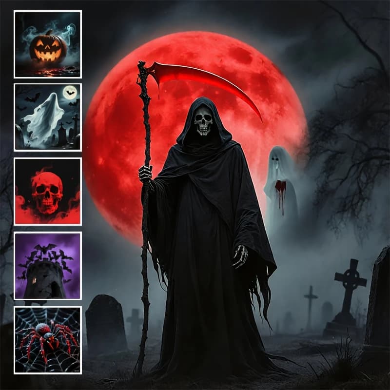 Halloween USB Projection Lamp 6 Pcs LED Light Ghost Witch Skeleton Patterns