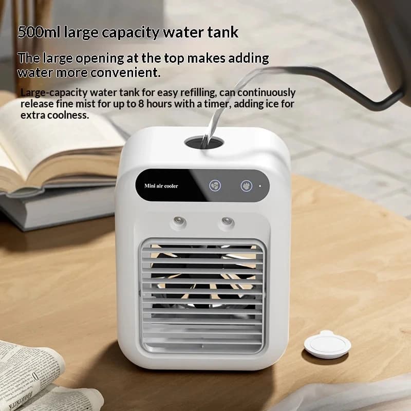 Portable Cooling Fan Mist Humidifier Desktop Mini Air Conditioner UK — image 5