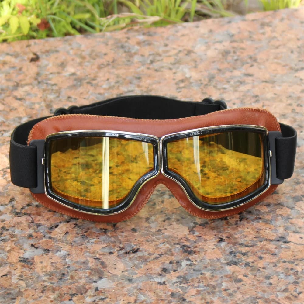 Vintage Motorcycle Goggles Leather Cruiser Folding Glasses Motocross Best Newest — image 11
