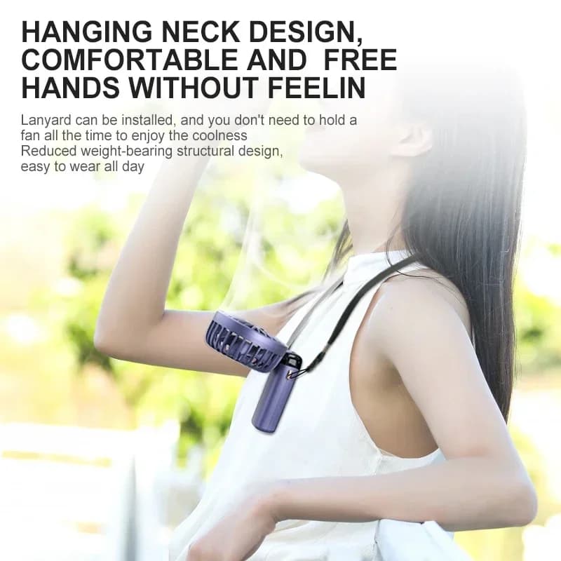 Portable Handheld Mini Fan 5 Speed USB Rechargeable Neck Hanging Foldable — image 4