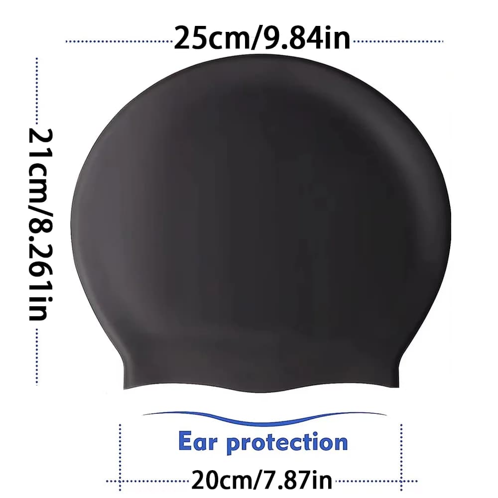 Extra Large Silicone Swimming Cap Soft Adult Swim Hat for Long Hair Braids — image 9