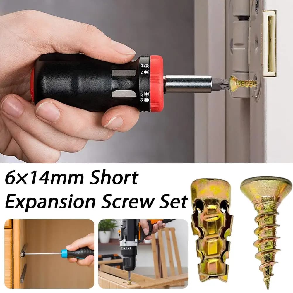 Expansion Screws 6x14mm Cabinet Door Hinge Repair Wall Anchors New 100pcs Short — image 4