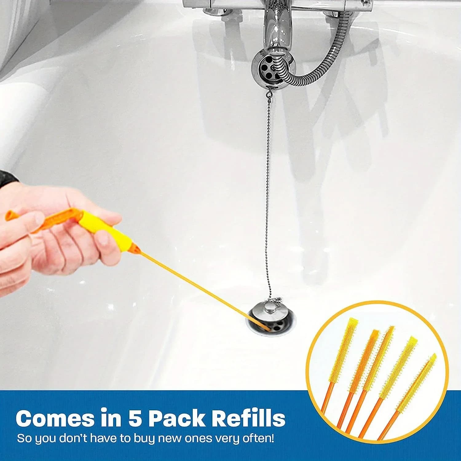 Drain Weasel Sink Snake Cleaner Hair Clog Remover Tool Rotating Handle With Easy — image 4