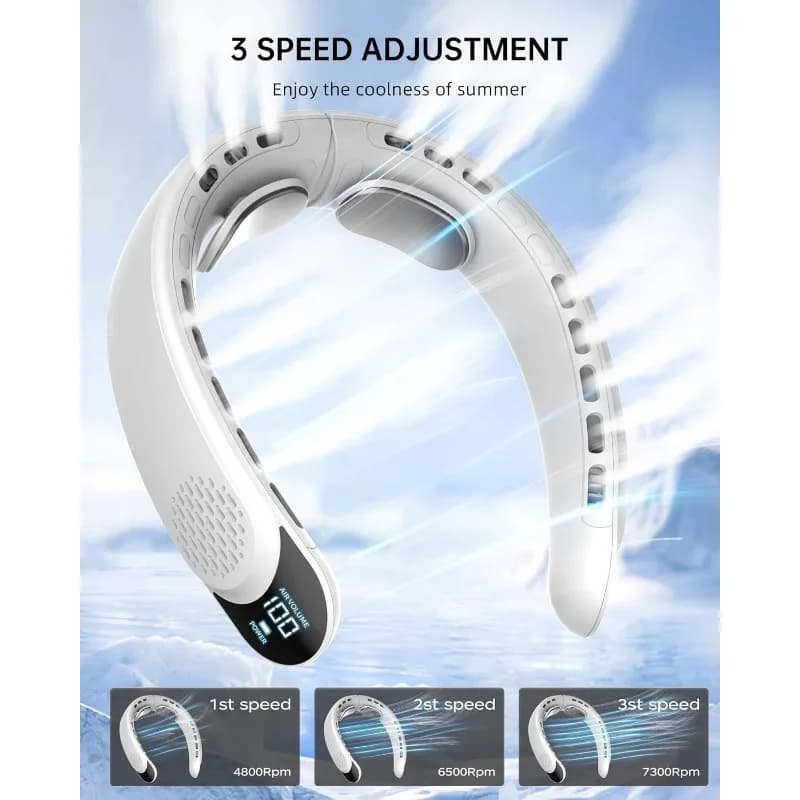 Portable Neck Fan USB Rechargeable 4000mAh 3 Speed Bladeless Outdoor 360° — image 3