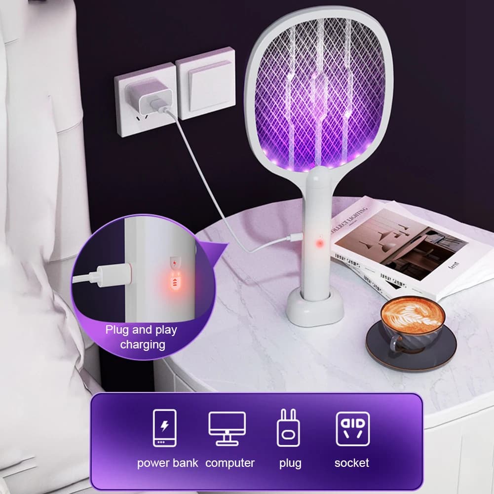 Electric Fly Swatter 3000V USB-C Rechargeable Bug Zapper Mosquito Trap — image 4