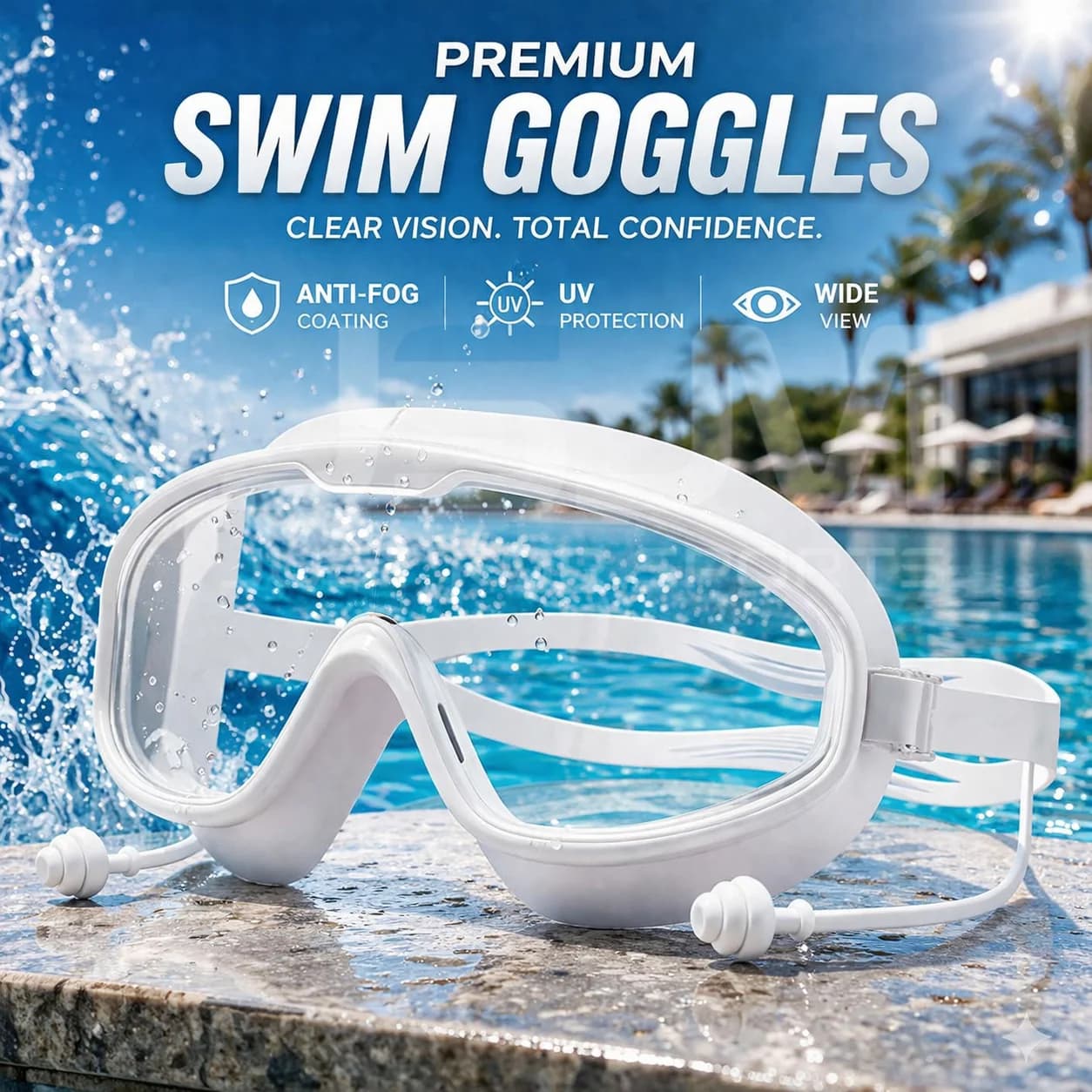 Adult Swimming Goggles Professional HD Wide View Anti-Fog UV Protection — image 12