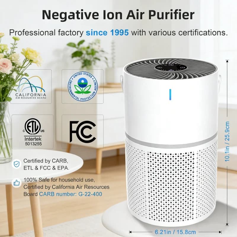 Portable Air Purifier Quiet 22dB HEPA Filter Negative Ion Air Cleaner for Home — image 4