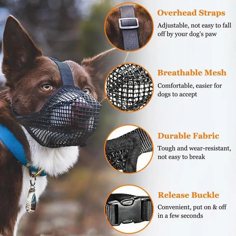 Dog Muzzle Adjustable Breathable Mesh Anti Bark Bite Pet Mouth Cover — image 3