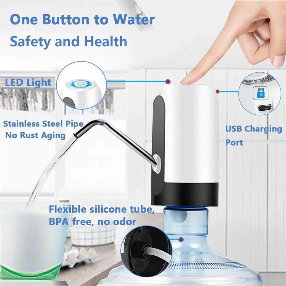 Electric Water Dispenser Pump Portable USB Rechargeable for 5 Gallon Bottles — image 3