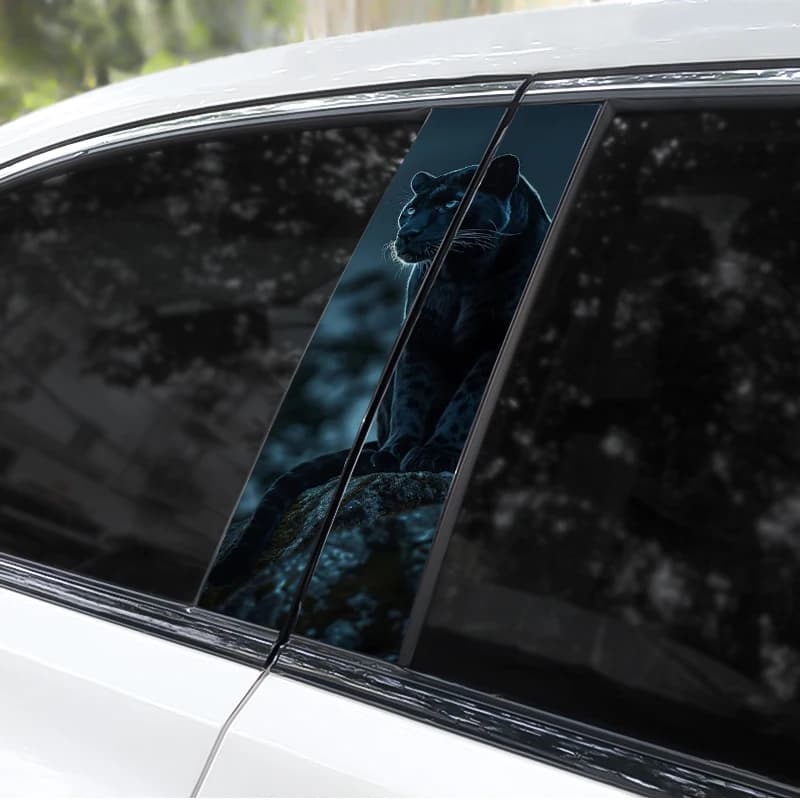 Leopard Car B-Pillar Waterproof Sticker DIY Door Styling Decal New 2pcs Animal U — image 2