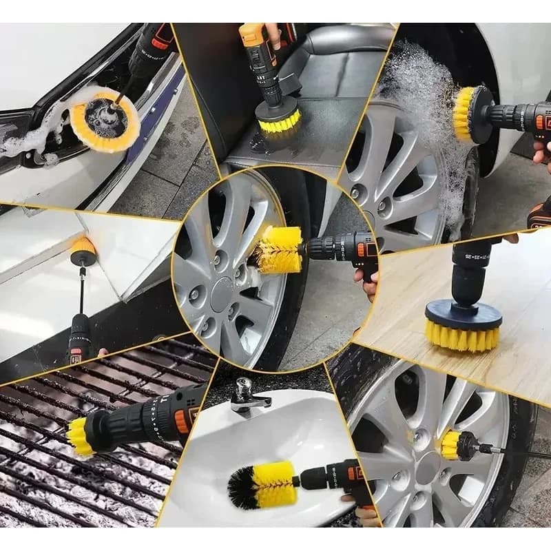 Drill Brush Attachment Set 7-Piece Multi-Purpose Cleaning Kit Tool with Pole — image 6