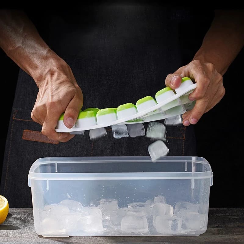 Ice Cube Tray Silicone Mould with Cover Square 14-Cube Easy Release Bar Moulds — image 3