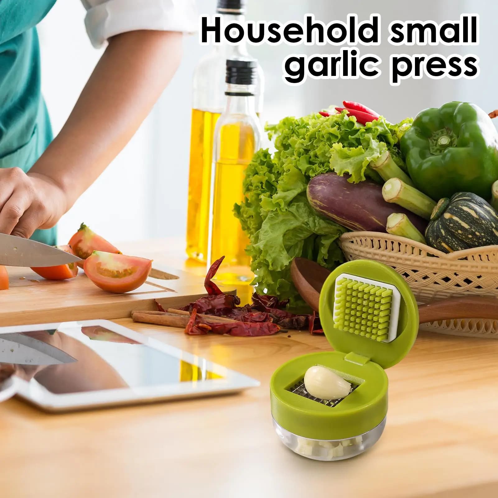 Stainless Steel Garlic Press Manual Mincer Crusher Ginger Masher Portable — image 2