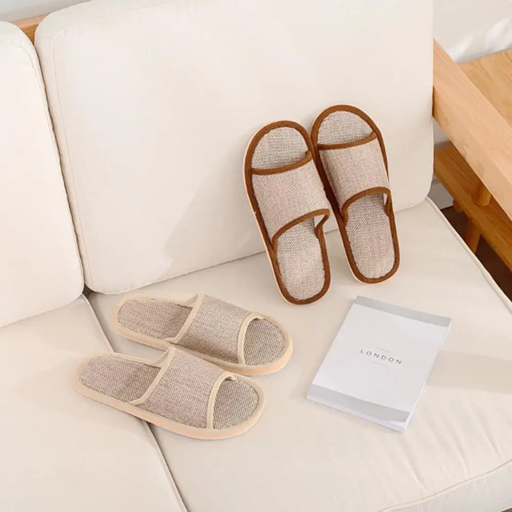 Women's Home Slippers Soft Linen Open Toe Indoor Casual Comfortable Sandals — image 5