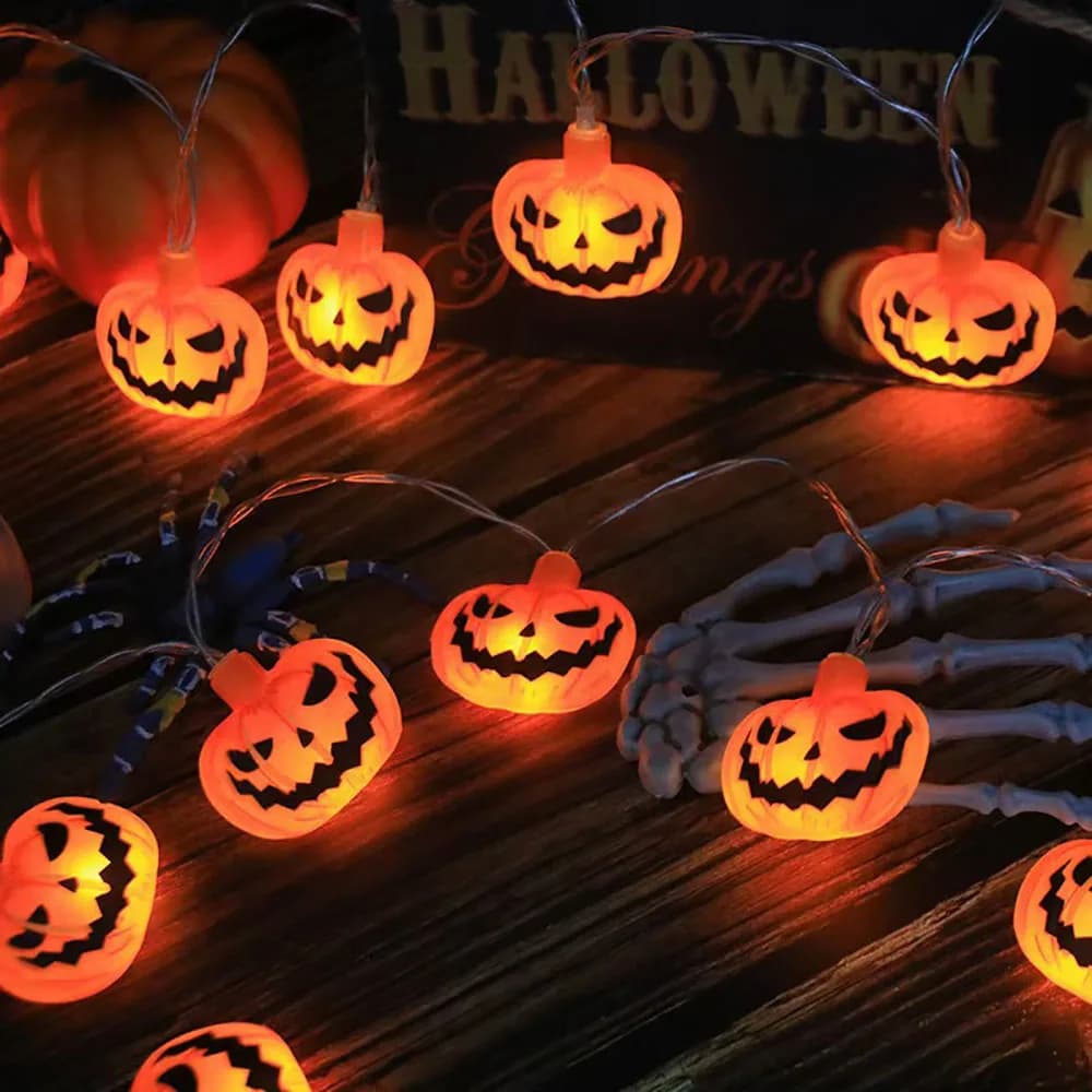 Halloween LED String Lights Pumpkin Ghost Spider Web Hanging Fairy Light Lamp UK — image 5