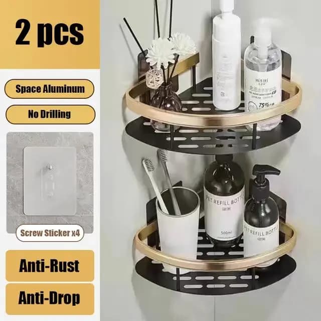 No-Drill Wall Mounted Bathroom Shelf Shower Rack for Shampoo Bottles — image 22