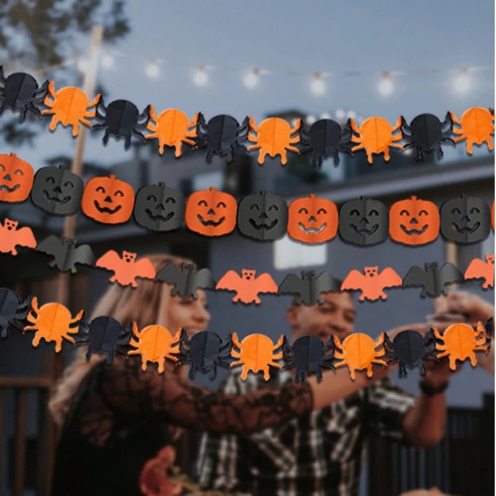 Halloween Paper Banner Spider Pumpkin Ghost Bat Paper Chain Garland Decoration — image 6