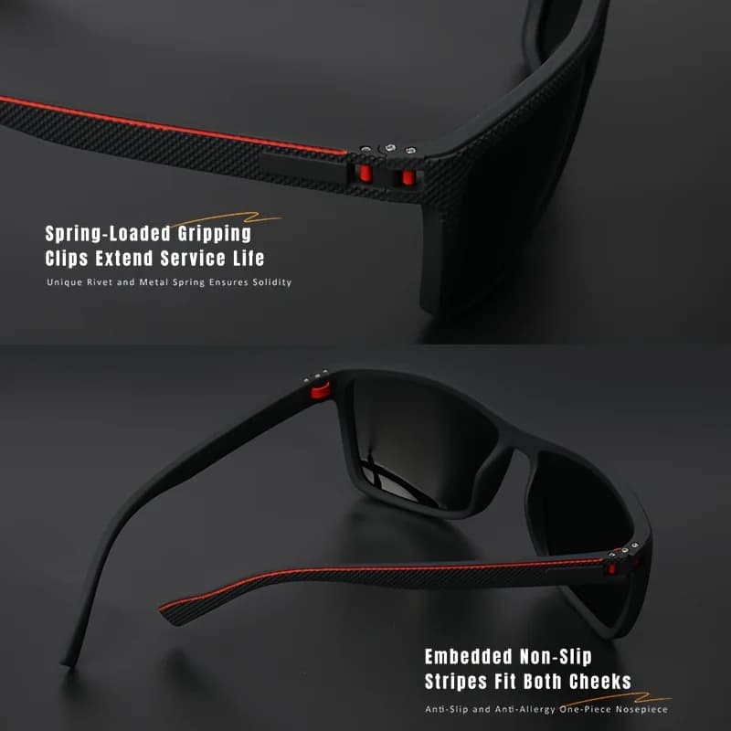 Polarised Square Sunglasses with Spring Hinge for Cycling and Fishing — image 4
