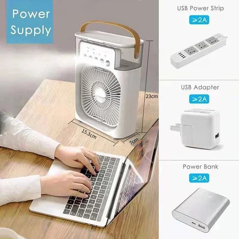 Mini Air Cooler Fan 3 in 1 LED Night Light Portable Humidifier New Conditioner U — image 3