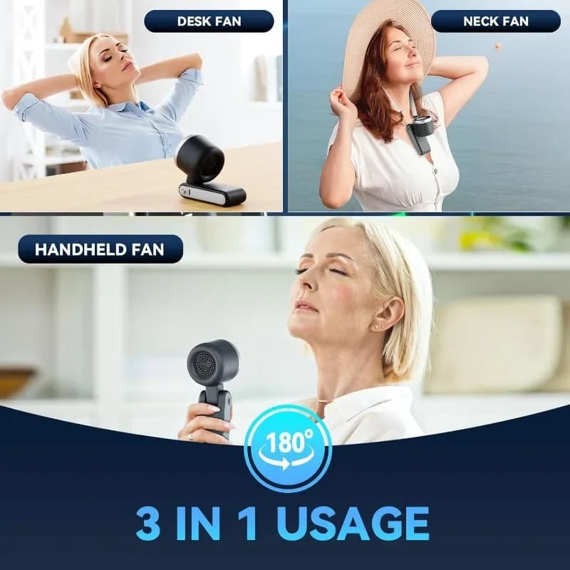 3-in-1 Rechargeable Mini Fan 5-Speed USB 3600mAh Lithium Battery — image 6