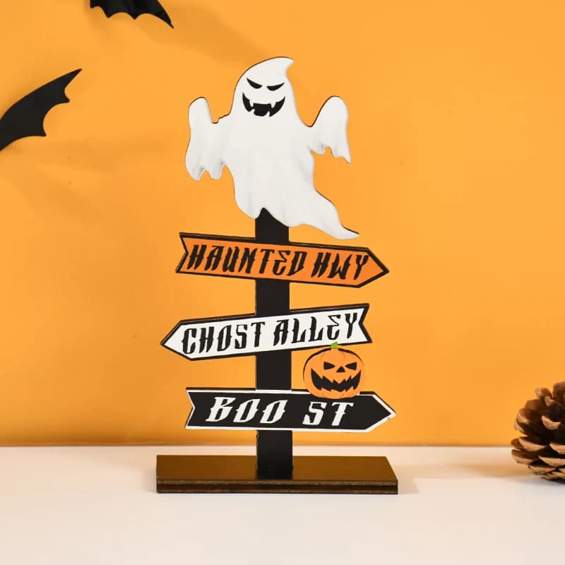 Halloween Wooden Ornament Ghost Pumpkin Skull Horror Desktop Decoration — image 7
