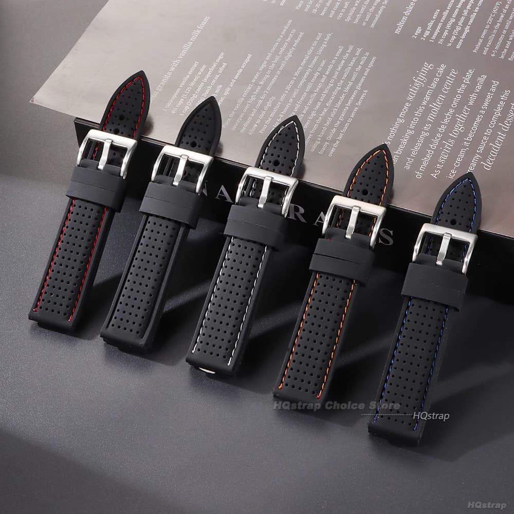 Soft Rubber Watch Strap Men Women Sport Waterproof Silicone 20mm Breathable Band — image 2