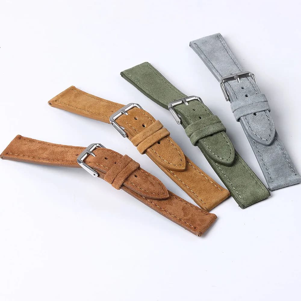 Watch Strap 18mm 19mm 20mm 22mm Suede Cowhide Handmade New Vintage Band Gray for — image 6