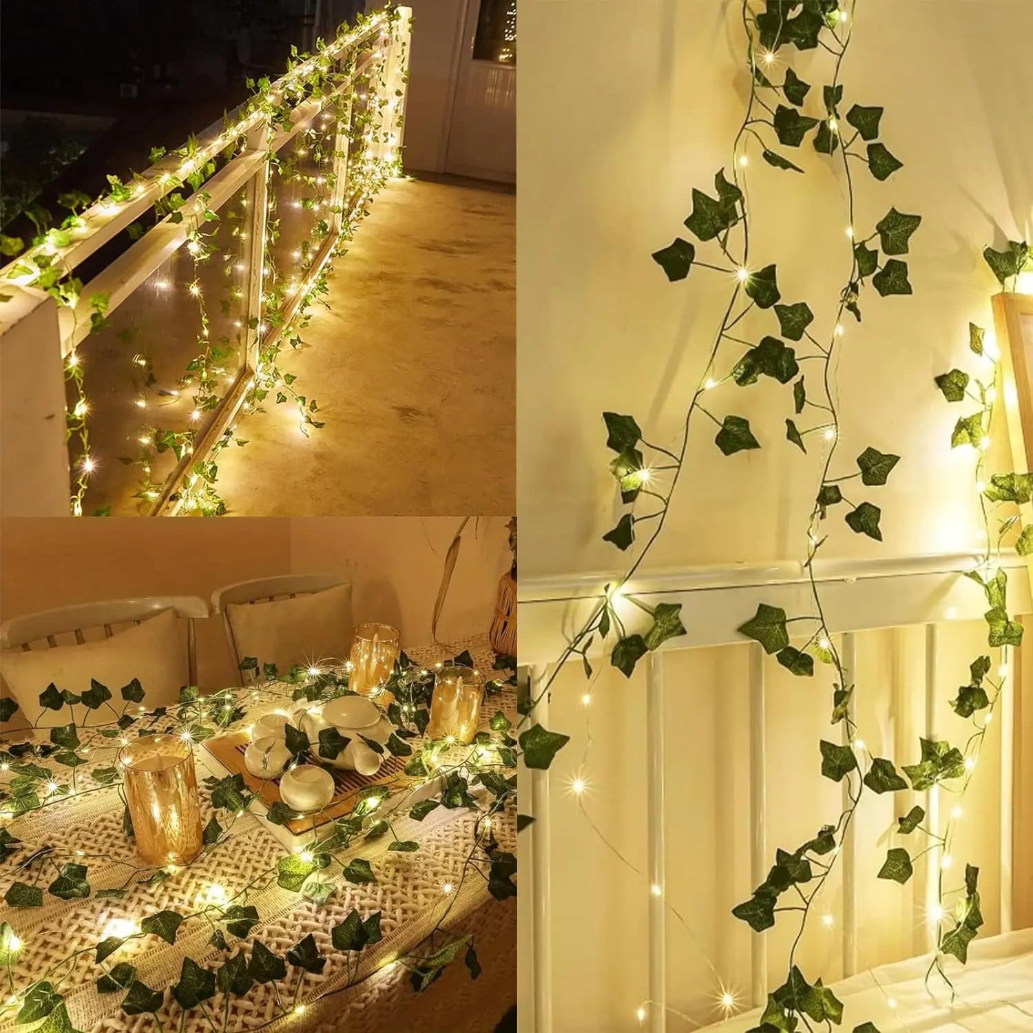 2M Green Leaf String Lights Artificial Ivy Vine Fairy Lights Wedding Party UK — image 4