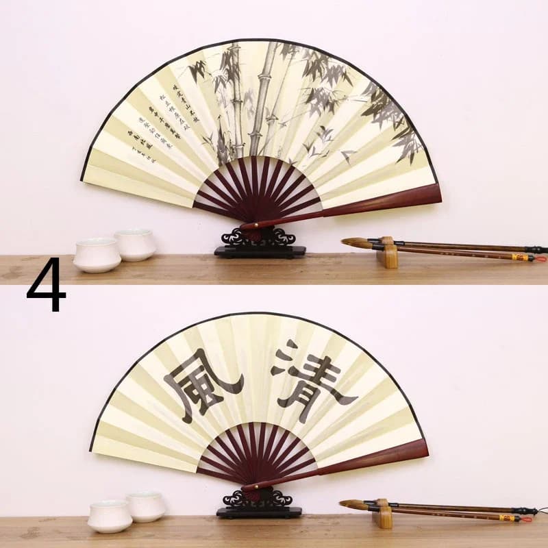 Retro Folding Silk Hand Fan Chinese Style Bamboo Handle Decorative — image 9